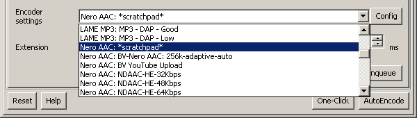 MeGUI audio encoder settings