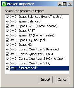 MeGUI preset importer 3