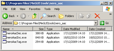 Nero AAC codec folder