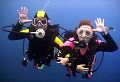 Posing for scuba diving video