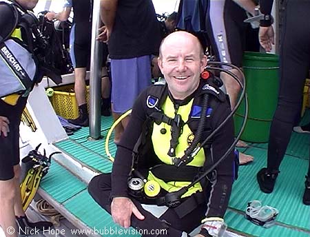 Clive James scuba diving