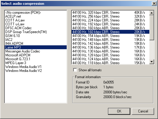 Xvid Lame MP3 audio compression